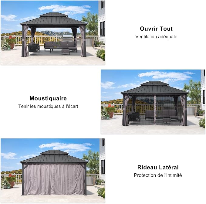 Purple Leaf Gazebo De Jardin Extérieur Modèle Basique 3 x 3,65 m, Cadre ...