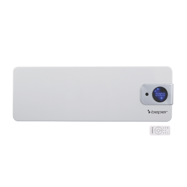 BEPER P203TER100 Termoventilatore da parete, Termostato regolabile, Timer 24h o settimanale, Funzione di ventilazione, kit fissaggio a muro incluso