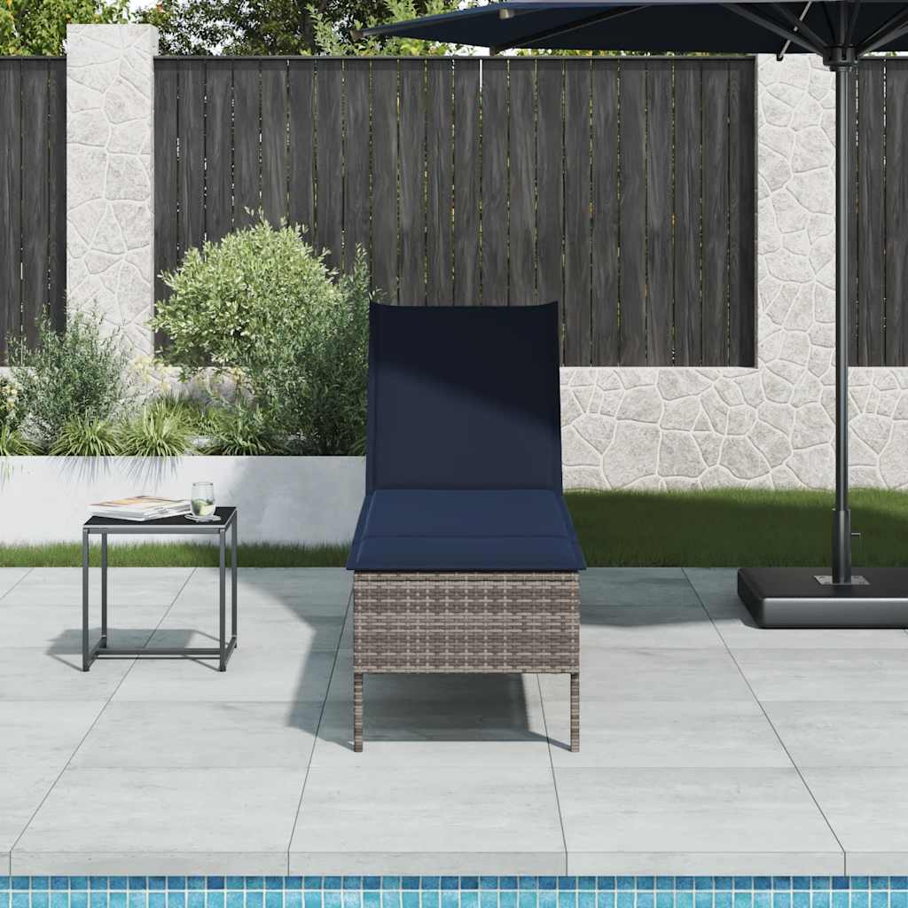 Leżak z poduszką Szary 55x200x44cm Polirattan
