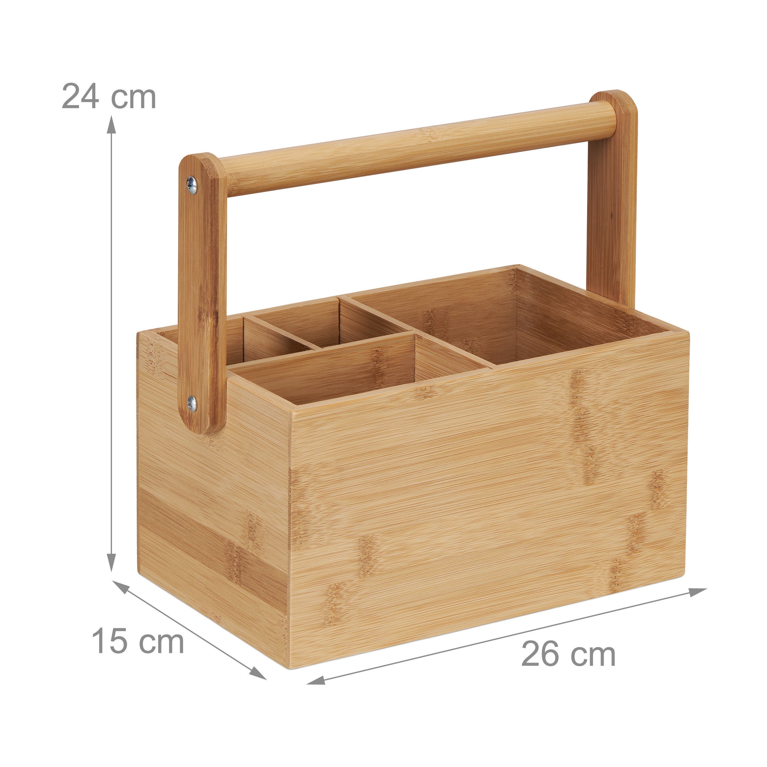 Organisateur Bureau Bambou - 1 Tiroir, 2 Compartiments, Rangement Stylos Documents