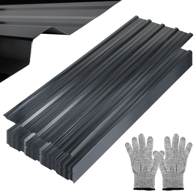 Plaque en acier pour toiture, taille : 1,28 m x 0,46 m, épaisseur : 0,25 mm | Anthracite | Pour une zone de 14㎡ (24 unités)