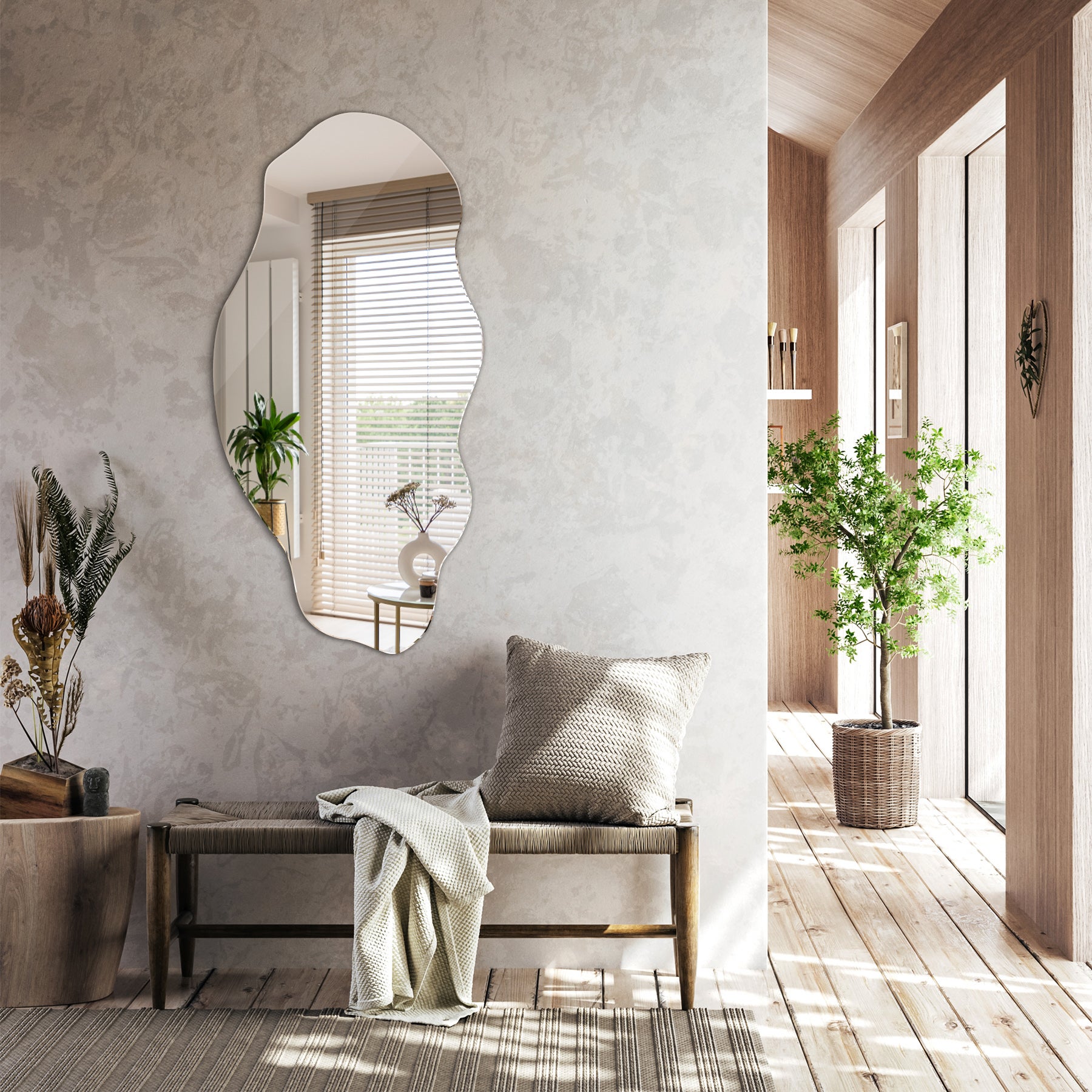 Miroir asymétrique organique irrégulier pour la salle de bain, le salon - 50 cm x 100 cm - 2