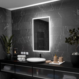 Miroir Salle De Bain LED Alasta Boston - Interrupteur Capteur à Main, Moderne, Fixation Murale