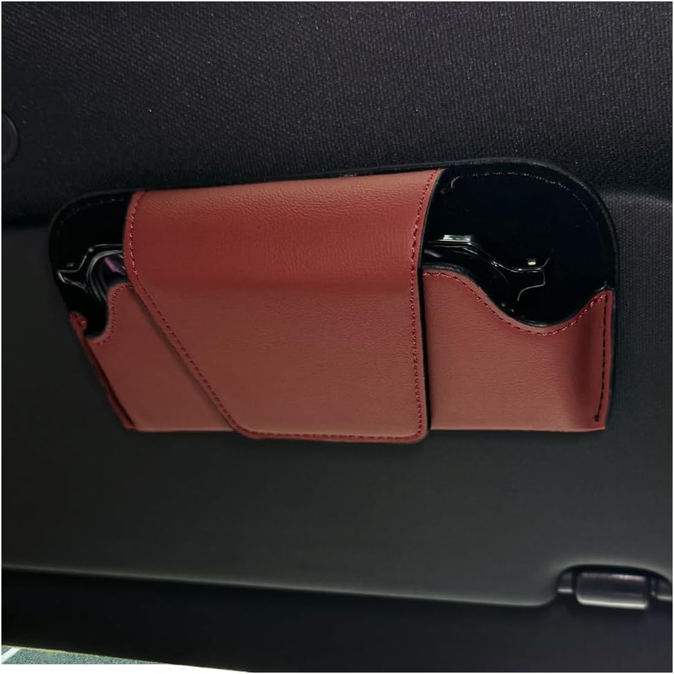 Porte Lunettes Pour Voiture Magnétique En Cuir - Support Lunettes Pare-Soleil Universel, Pince Pour Tickets Et Cartes, Accessoire Auto Pratique Noir