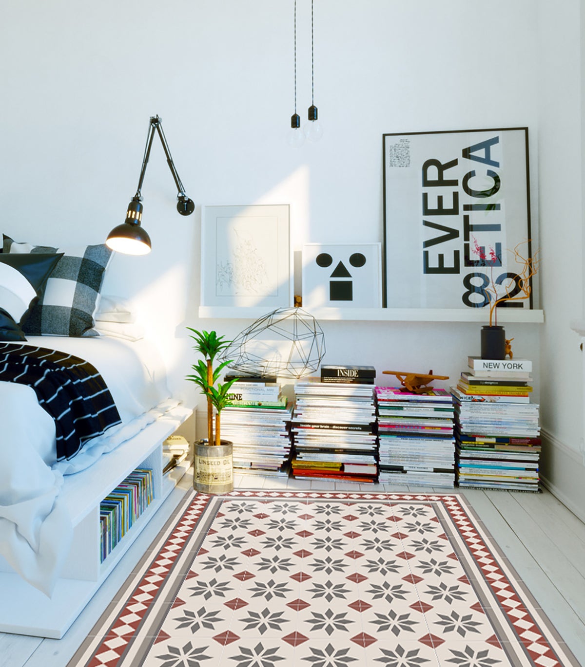 Tapis antidérapant en vinyle Jolie 100x133 cm - PVC imprimé, lavable, ignifuge, pour le salon ou la cuisine, style hydraulique - 4