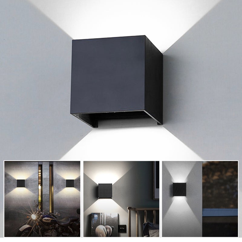 Aplique Pared, Moderno Up Down Wall Light Impermeable IP65 Regulable Lámpara Pared Exterior Up Down Light Wall Wash Luces Con Control Remoto Pasillo Patio Parque, Rectángulo Negro
