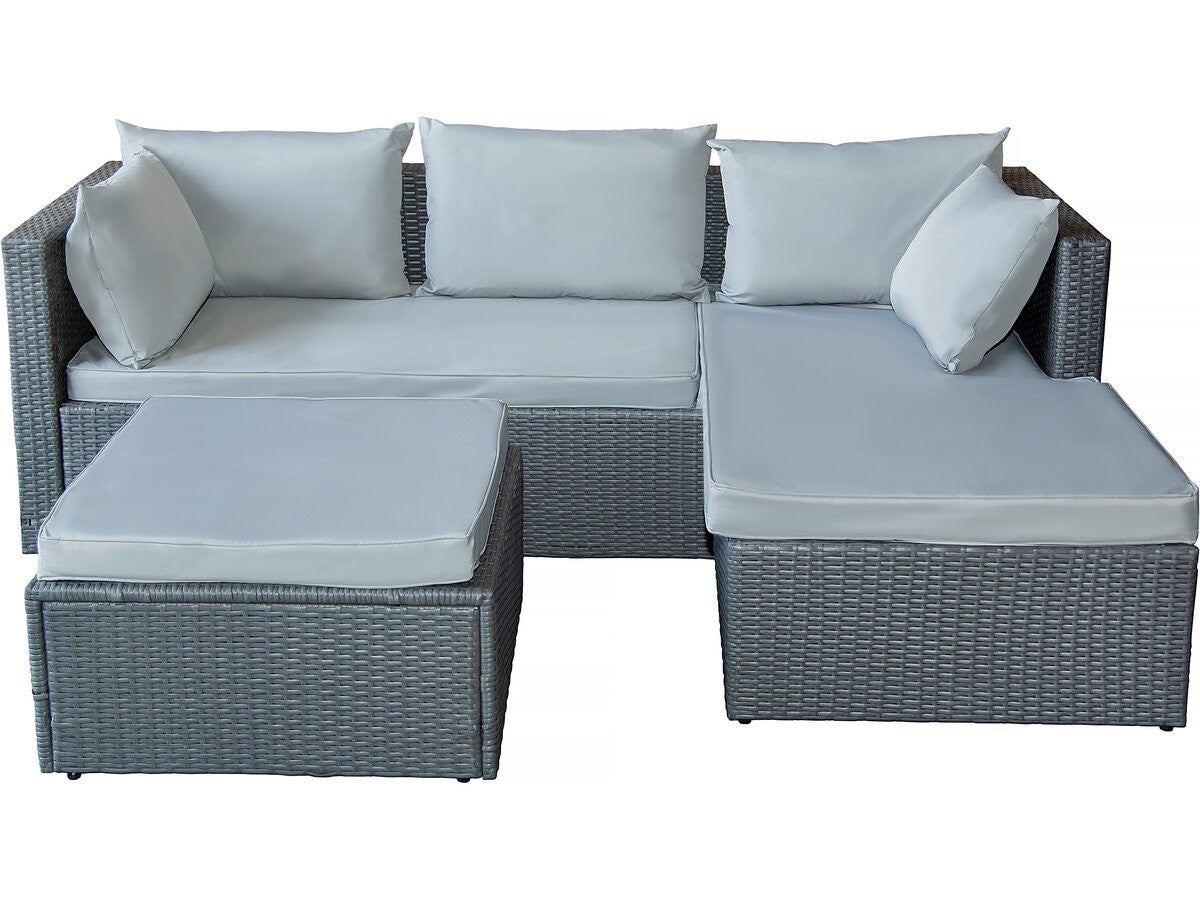 Habitat Et Jardin  Muebles De Jardín Bajos En Resina Tejida Diya 3 Plazas, Gris , Leroy Merlin