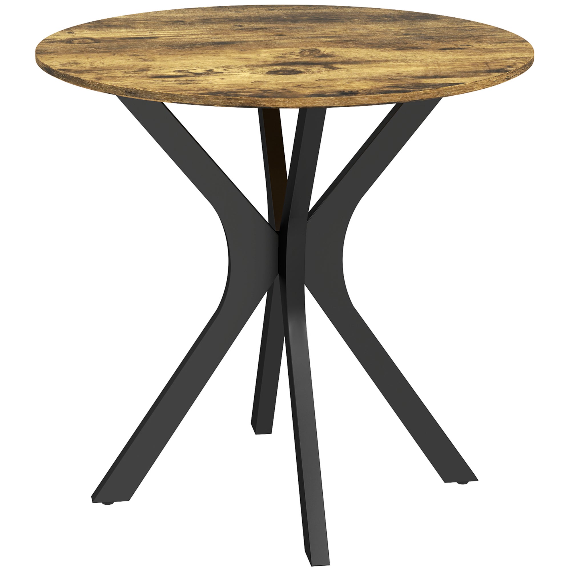 Mesa de cocina redonda para 2 personas, estructura de acero con recubrimiento en polvo, ø78 cm, color marrón rústico.