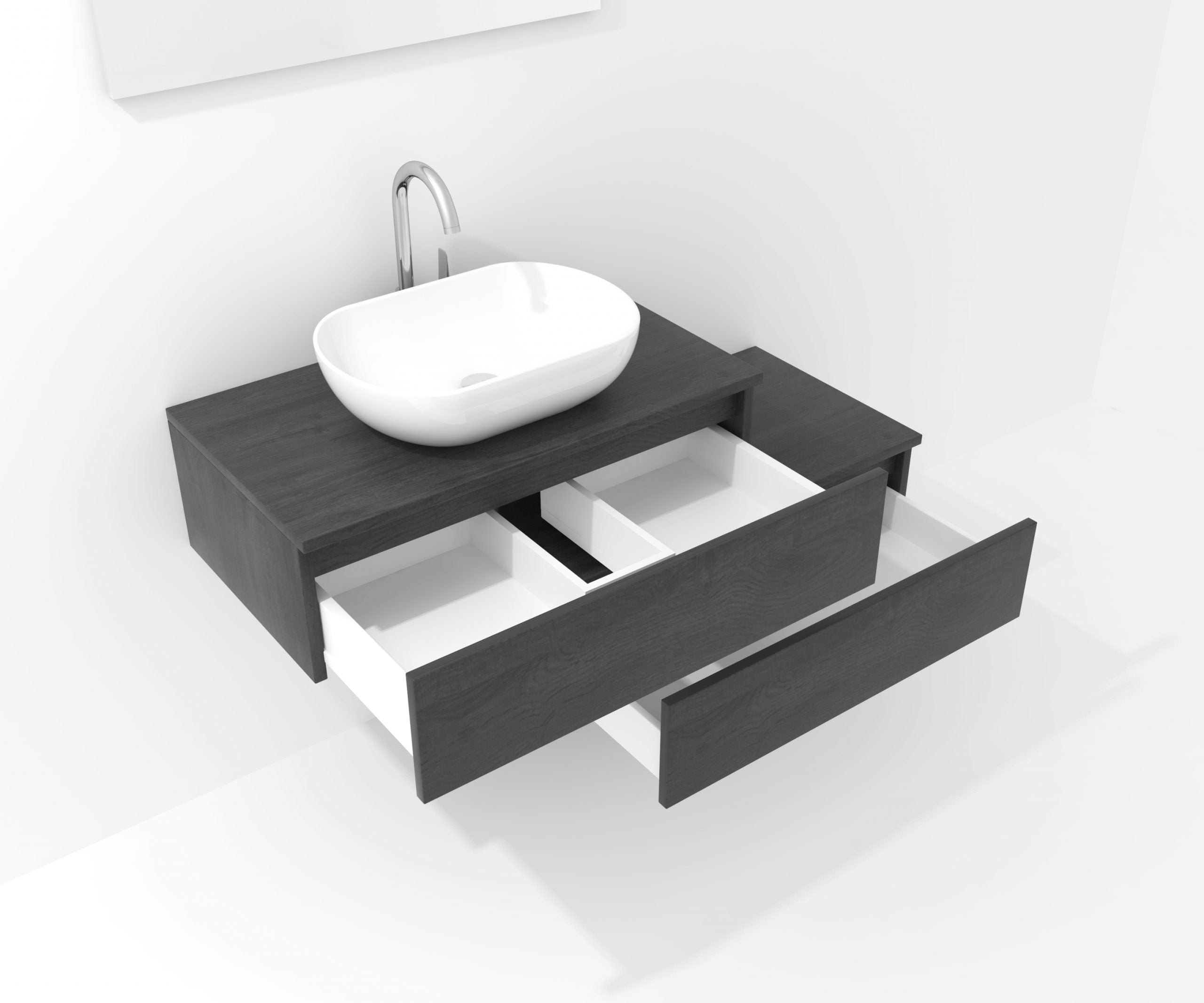 Ensemble de meubles de salle de bain Avantarea SANCY, Noir de jais 80 cm + vasque + miroir + spot LED - 3