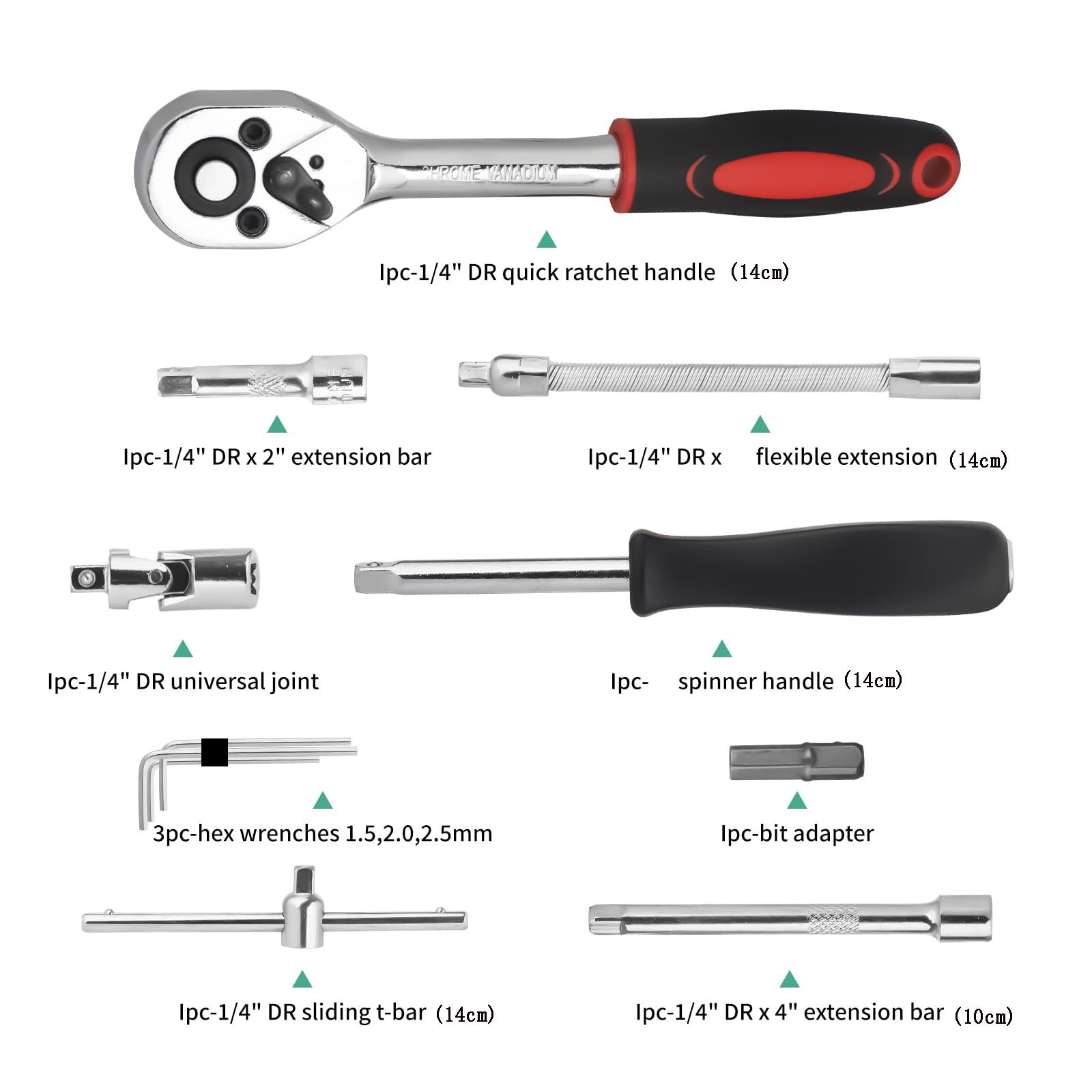 Jeu de clés à cliquet 1/4