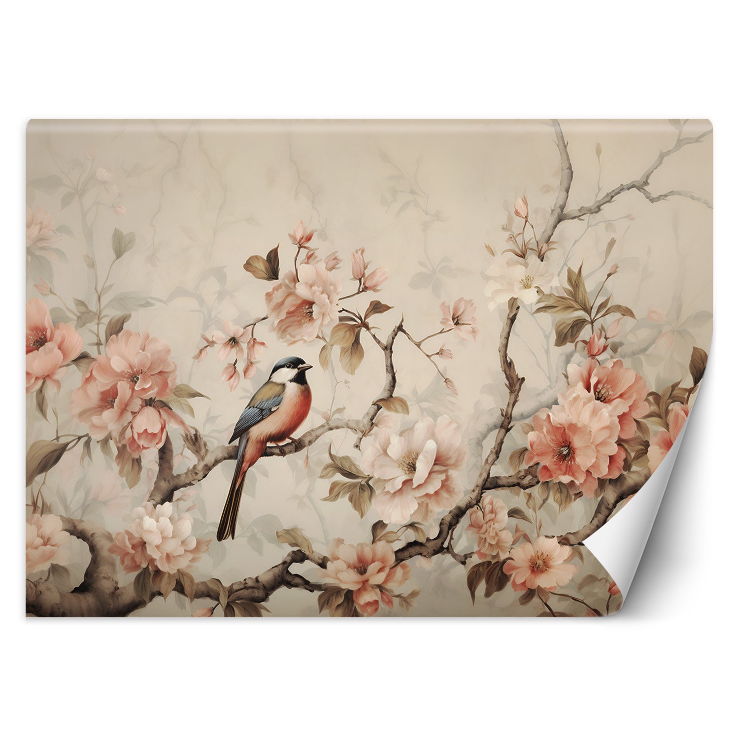 Fototapeta, Ptak i kwiaty vintage 450x315