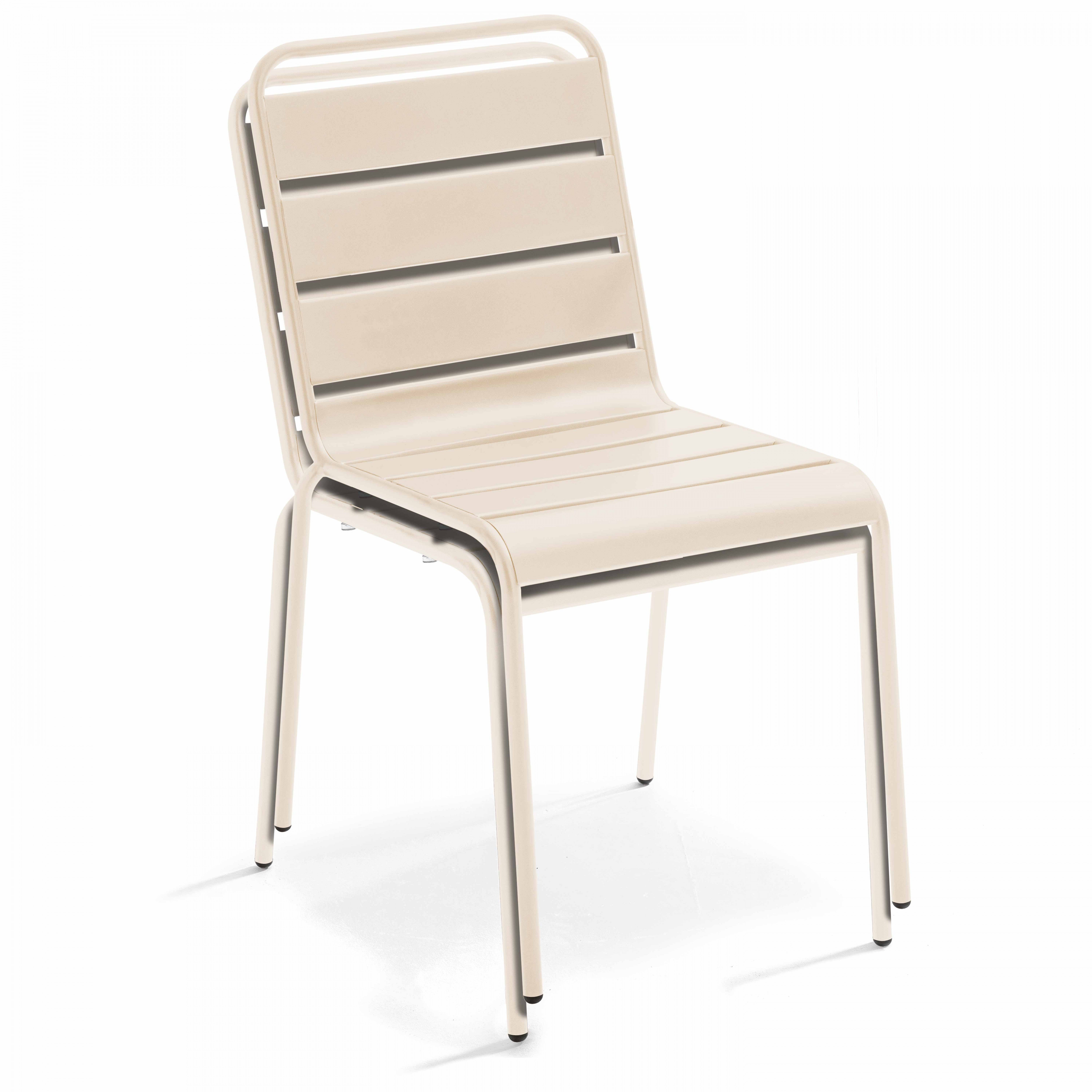 Ensemble table de jardin en métal et 4 chaises ivoire , Palavas - Oviala - 7