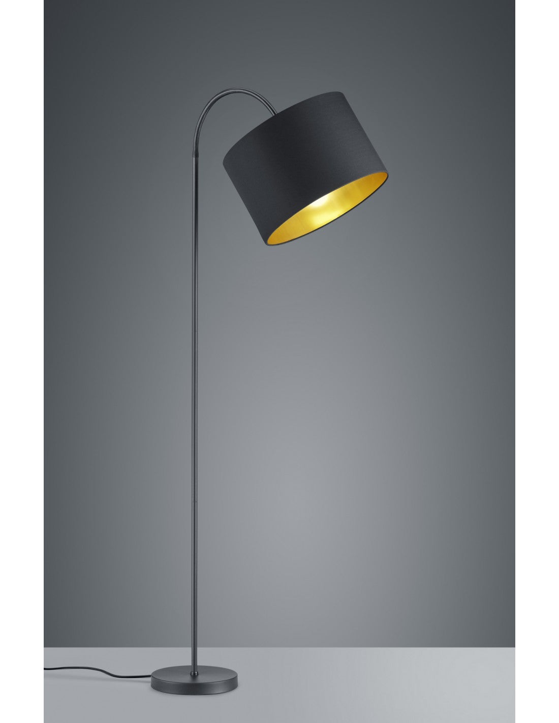 Hostel Lámpara de Pie Metal Negro-Oro Pantalla Orientable Alt. 156 cm ...