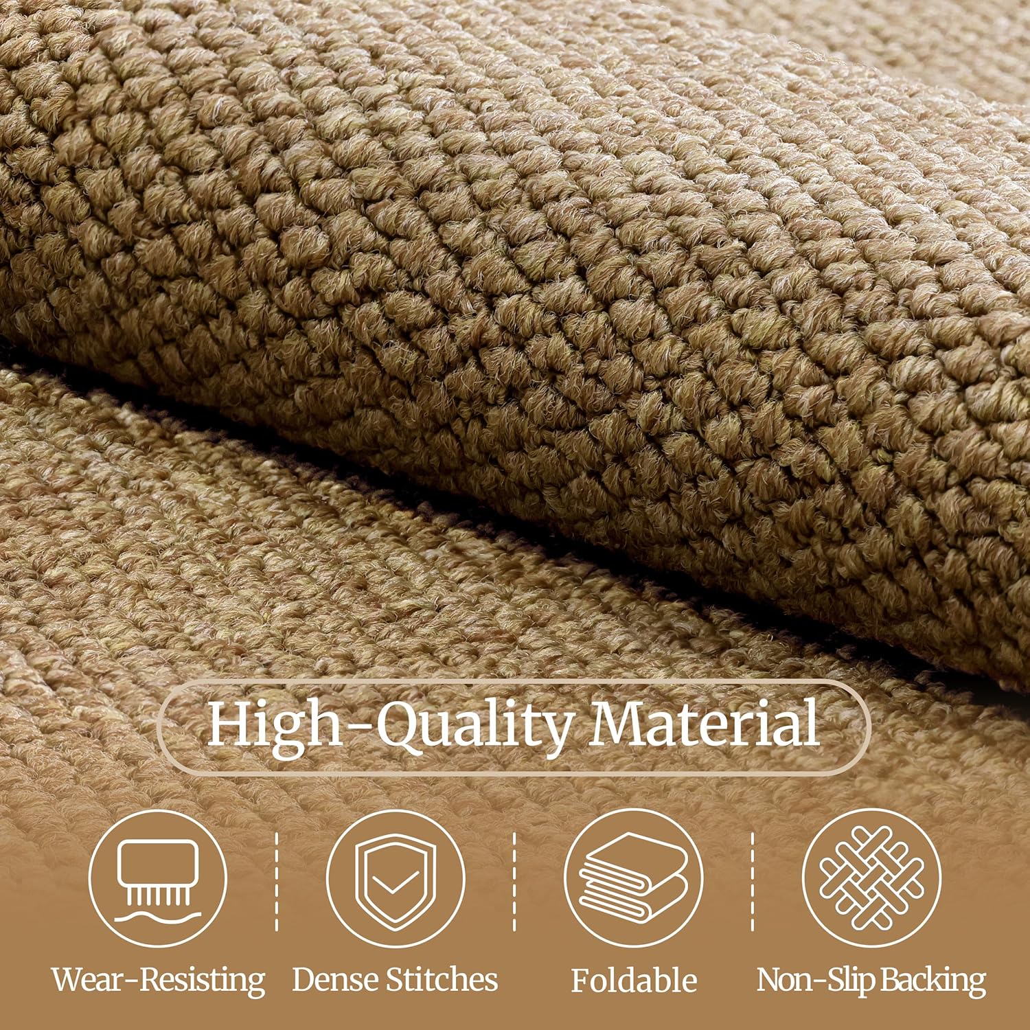 Tapete antiderrapante imitando o sisal, tapete lavável e amigável com animais, tapete durável e resistente a arranhões, para sala, quarto（60*90） - 5