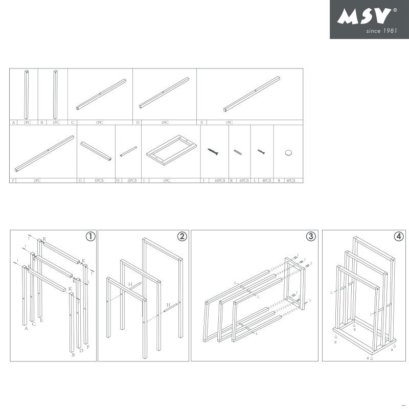 Portasciugamani in Bambù 3 Barre in Bambù MSV - 5
