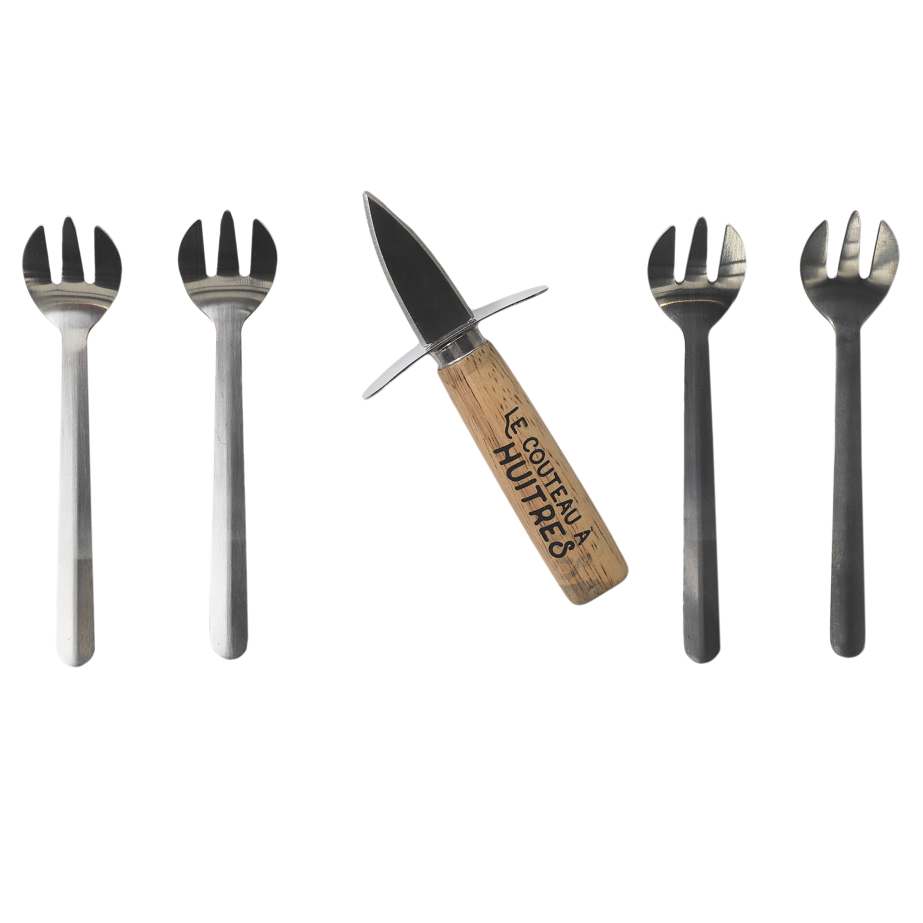 Coffret Huîtres - COOK CONCEPT - Couteau et Fourchettes - Marron et Argent - 3