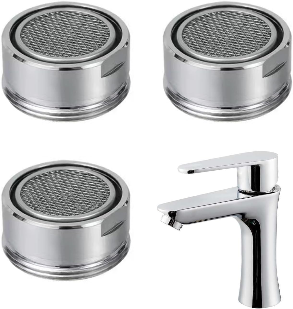 3-częściowy zestaw perlatorów do kranu, filtr dyszy kranu 24 mm, akcesoria, uszczelka żeńska do kranu oszczędzającego wodę, do kuchni i łazienki