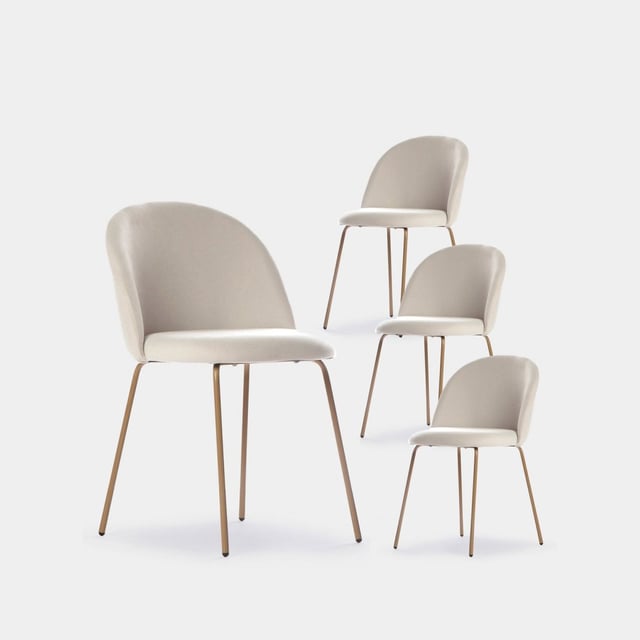 Packs 4 sillas tela beige 48 x 81 cm