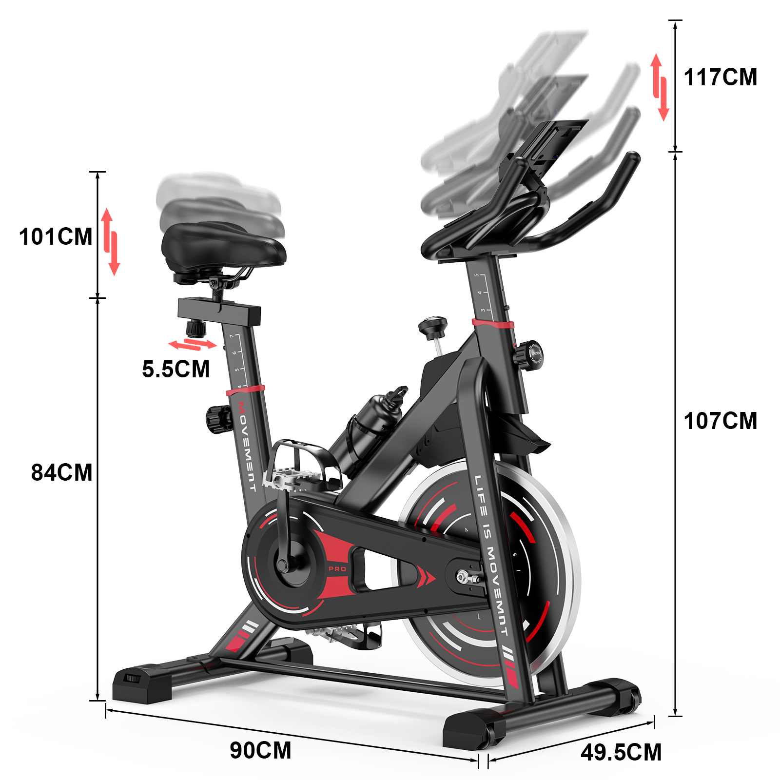 Bicicleta de exercício,bicicleta de exercício indoor Hamlody com ecrã LCD,bicicleta de exercício com suporte para ipad,capacidade de carga 120 kg - 2