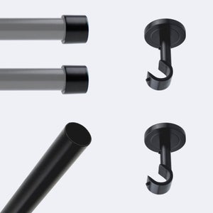 Lot De 2 Tringles à Rideaux Extensibles 80-157 Cm Noir Mat - Diamètre 16mm Avec Embouts Boule