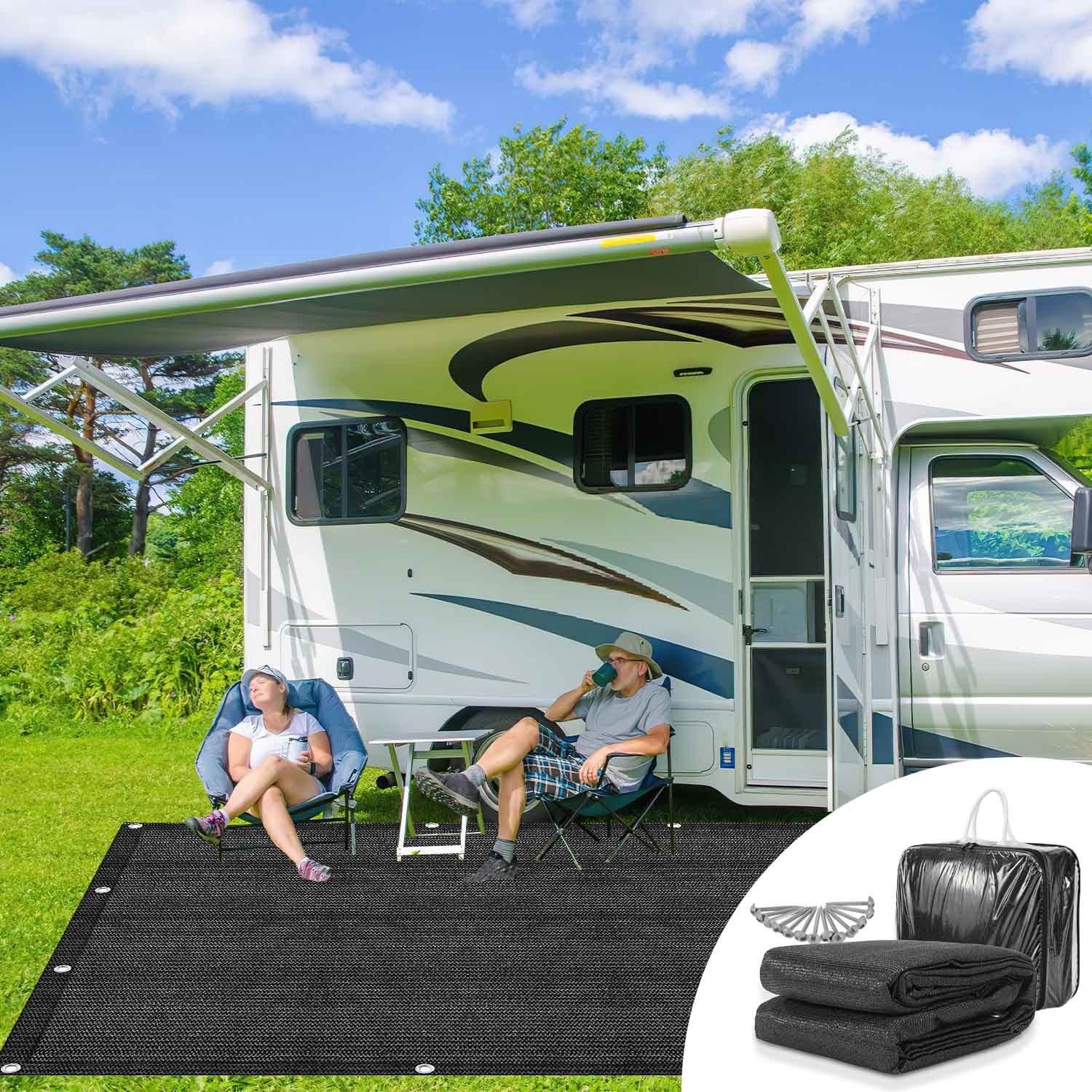 Dywanik campingowy 250x350 cm HDPE PEHD Czarny Kompaktowy do przechowywania w samochodzie