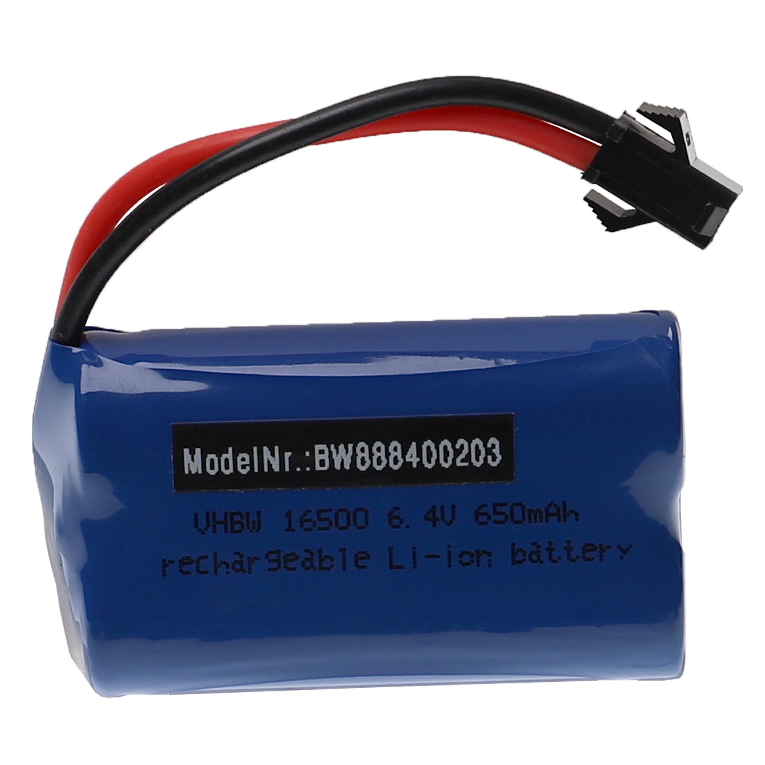 Vhbw Batterie Li-ion 650mAh 6.4V Pour Voiture RC, Avion, Hélico – Haute Autonomie, Sécurité Renforcée, Taille Compacte 54x32x27mm