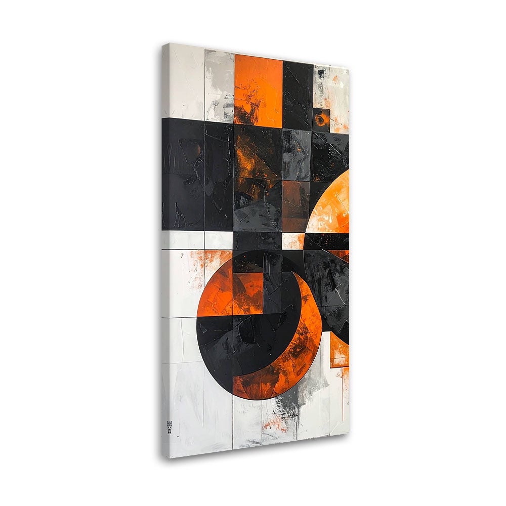 Obraz do salonu pokoju biura, Abstrakcja geometryczna czarno pomarańczowy 60x120