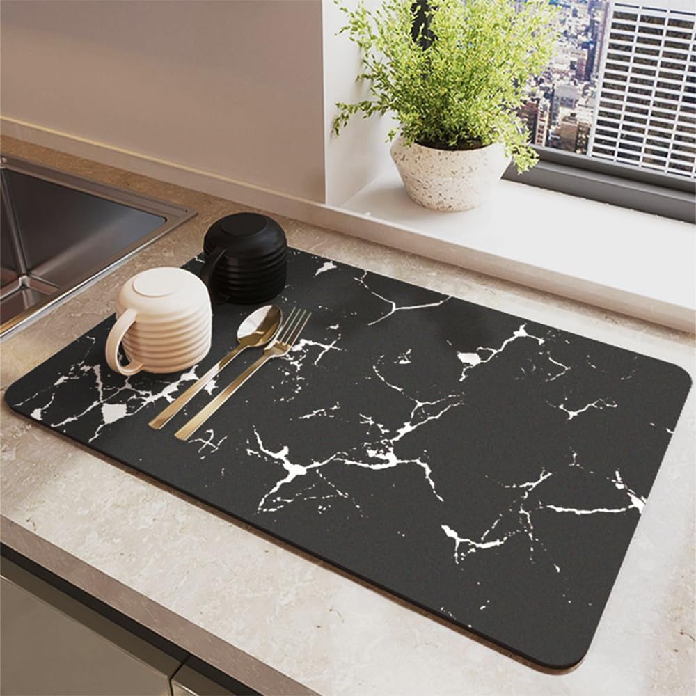 Morbuy Tappetino Scolapiatti per Asciugare i Piatti, Tappetino per Macchina da Caffè Tinta Unita, Super Assorbente Antiscivolo Tappetini Sgocciolatoio Lavello Cucina (Beige,40x50cm