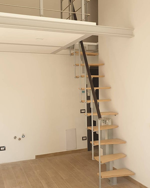 Escalier droit 11 marches - Hauteur à franchir de 2.40 à 2.84m - Largeur 60cm - Couleur bois et blanc - SMALL60/I-SBNAT-11 - 6