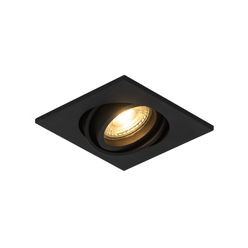 Qazqa reflektory wpuszczane - Club - czarny, gu10, max. 50w, kompatybilny z żarówką LED, 10cm, kwadratowy, IP20oświetlenie