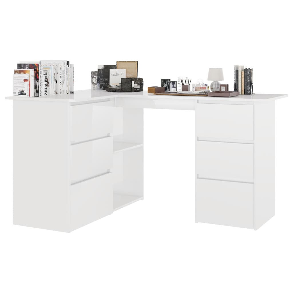 Bureau D angle Blanc Brillant 145x100x76 Cm Leroy Merlin bureau-d-angle-blanc-brillant-145x100x76-cm-leroy-merlin