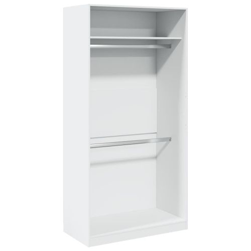 Armoire dressing 2 penderies 1 étagère 100cm - Collection Laker-Blanc - 2