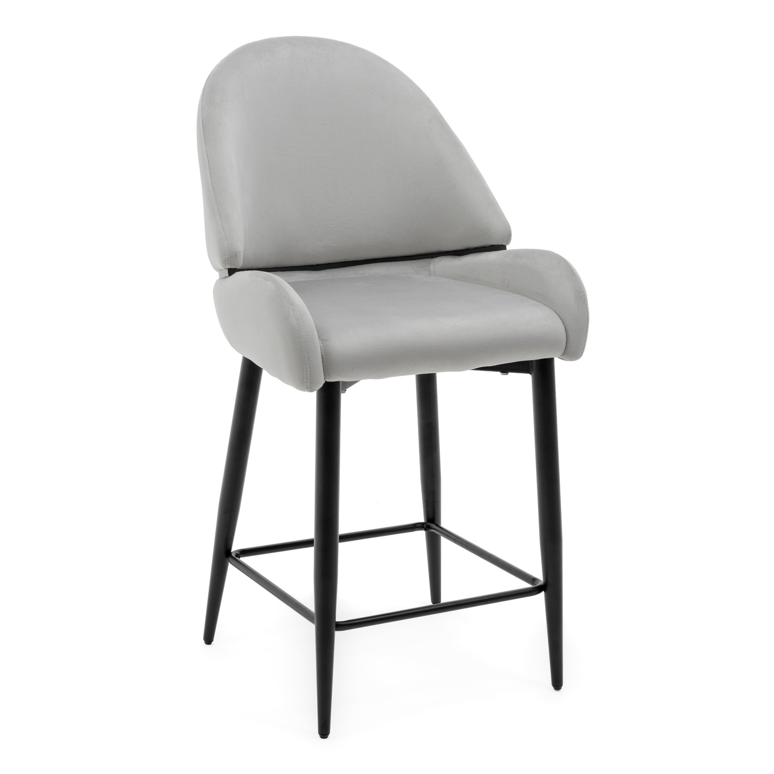 Hoker tapicerowany welurowy do salonu jadalni barowy BERGAMO jasnoszary