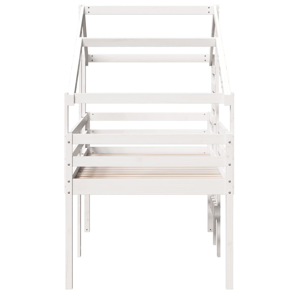 Lit haut avec toit blanc 90x200 cm bois de pin massif - 5