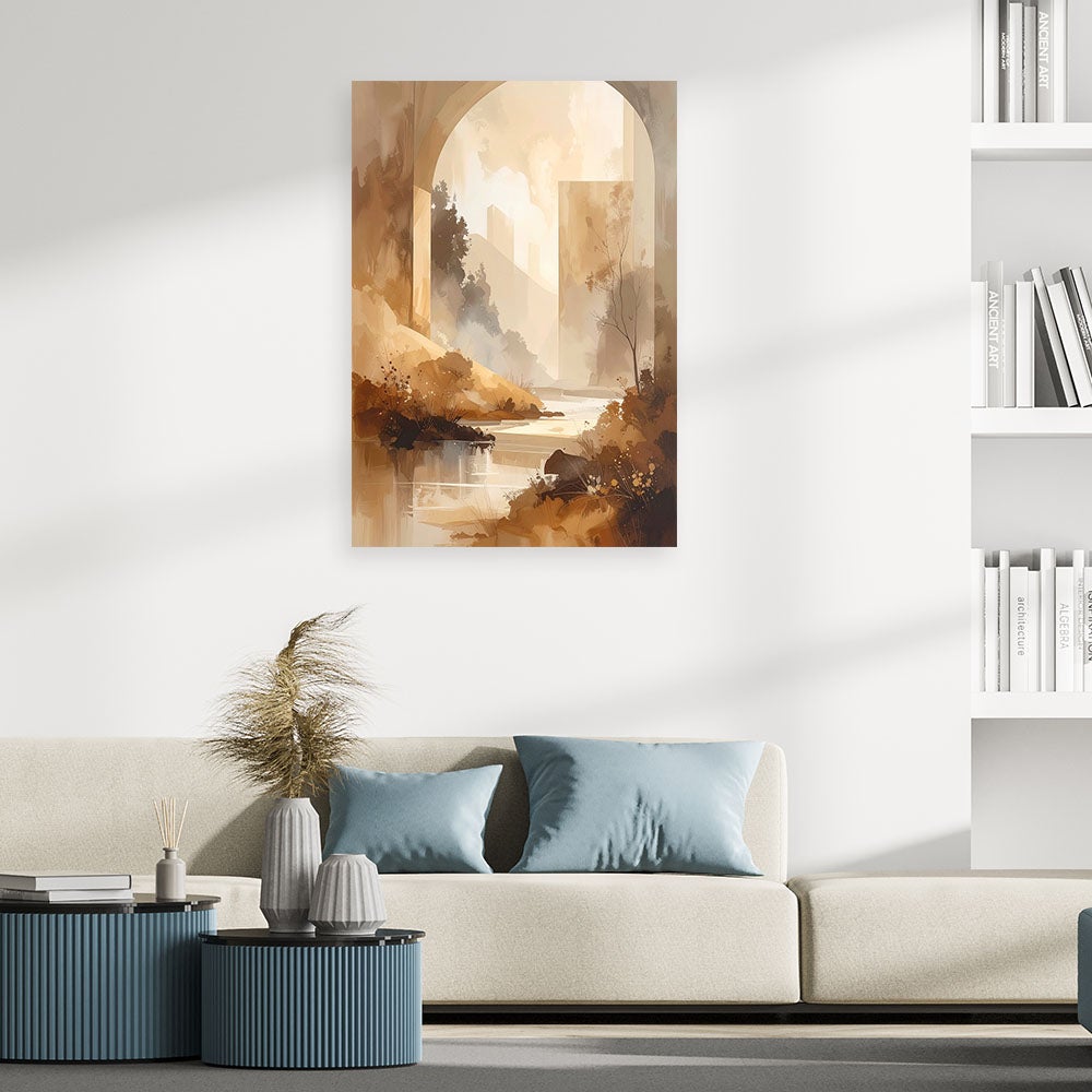 Obraz do salonu sypialni, Pastelowy Pejzaż Rzeka Rustykalny Krajobraz Natury 60x90 - 2