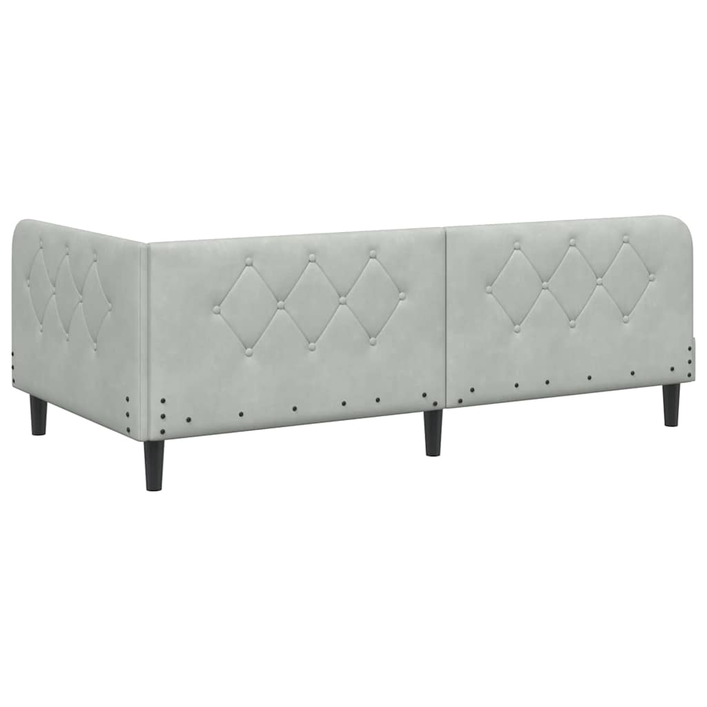 Cadre de lit d'angle en velours gris clair pour la chambre, 100 × 200 cm - 9