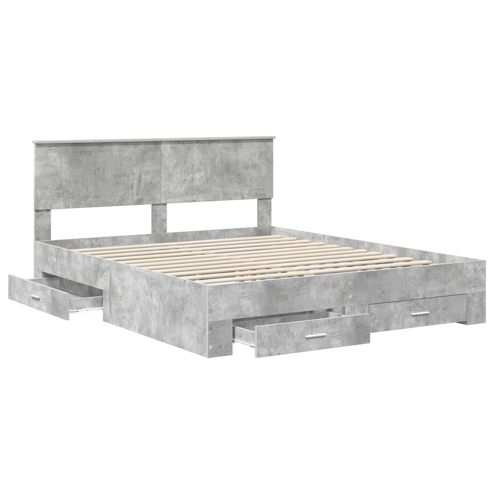 Cadre de lit gris béton 160 x 200 cm panneau de bois - 5
