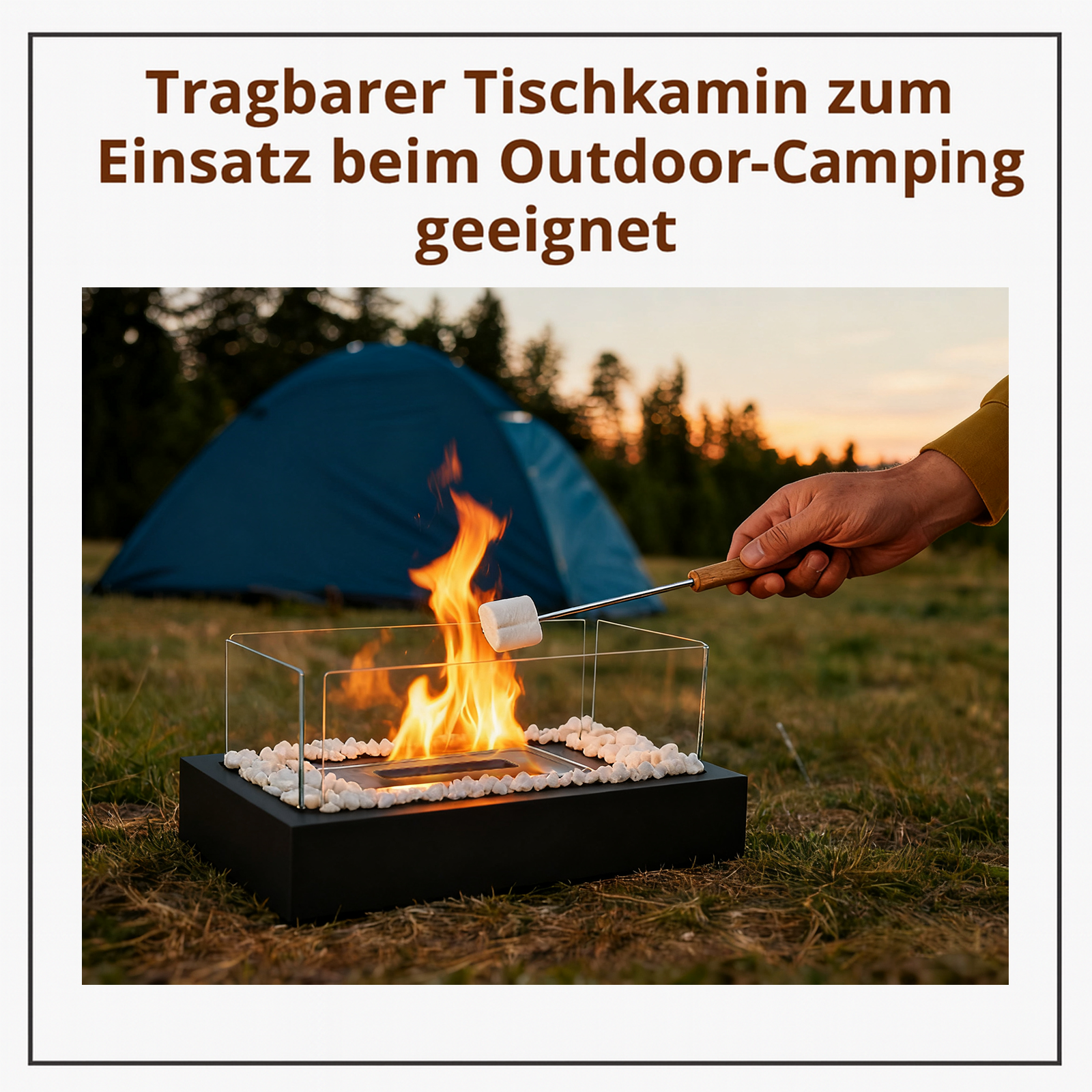 ZMH Chimenea de sobremesa portátil decorativa de bioetanol rectangular negra - 4