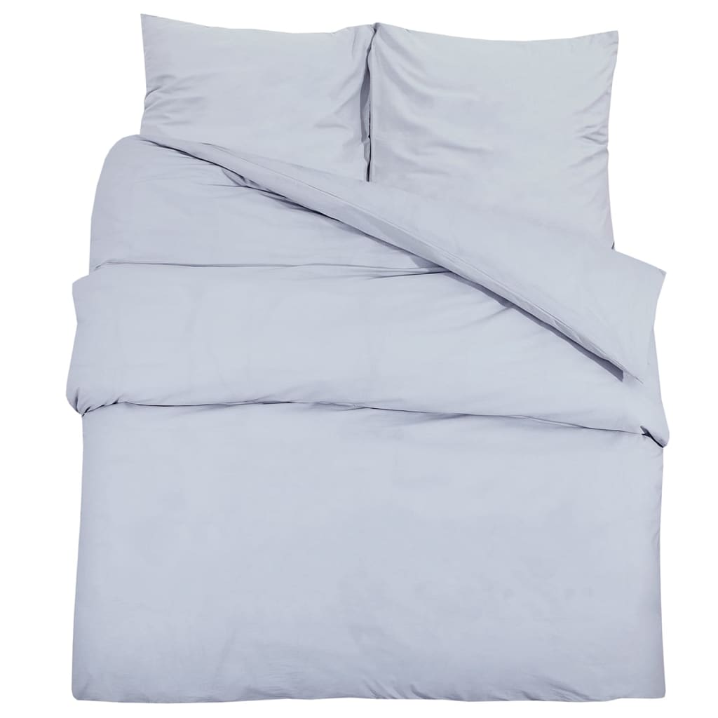 Ensemble de housse de couette Gris 200x200 cm Coton 2 - 2