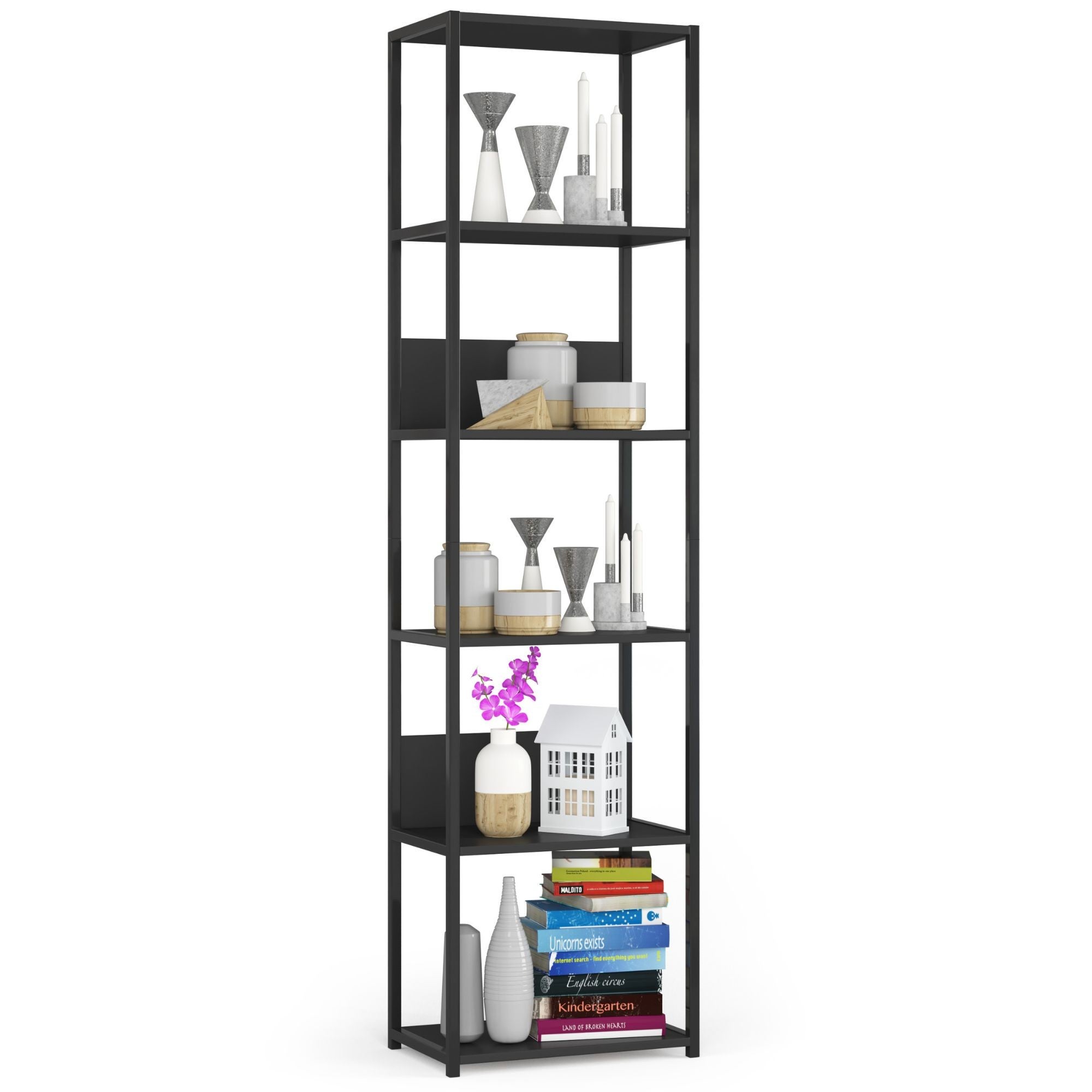 Regał industrialny AKORD metalowy Czarny 50 cm kolor Czarny mat 6 półek 50x32x192 cm