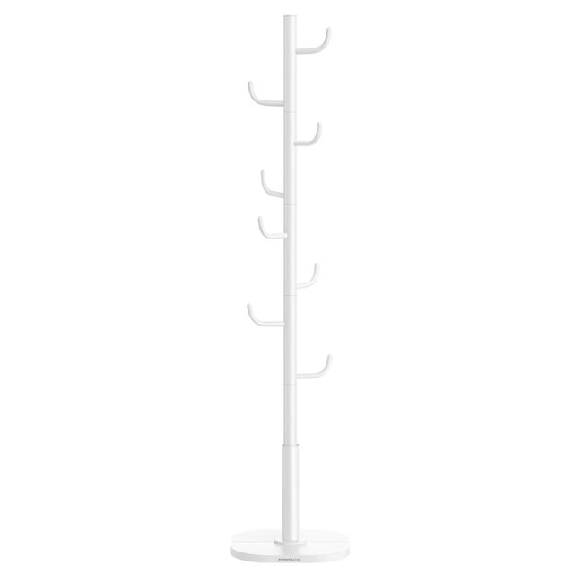 Portemanteau en Forme de Cactus,8 Crochets avec Extrémités Recourbées vers le Haut, Hauteur 175,3 cm, pour Vêtements, Chapeaux, Blanc Nuage
