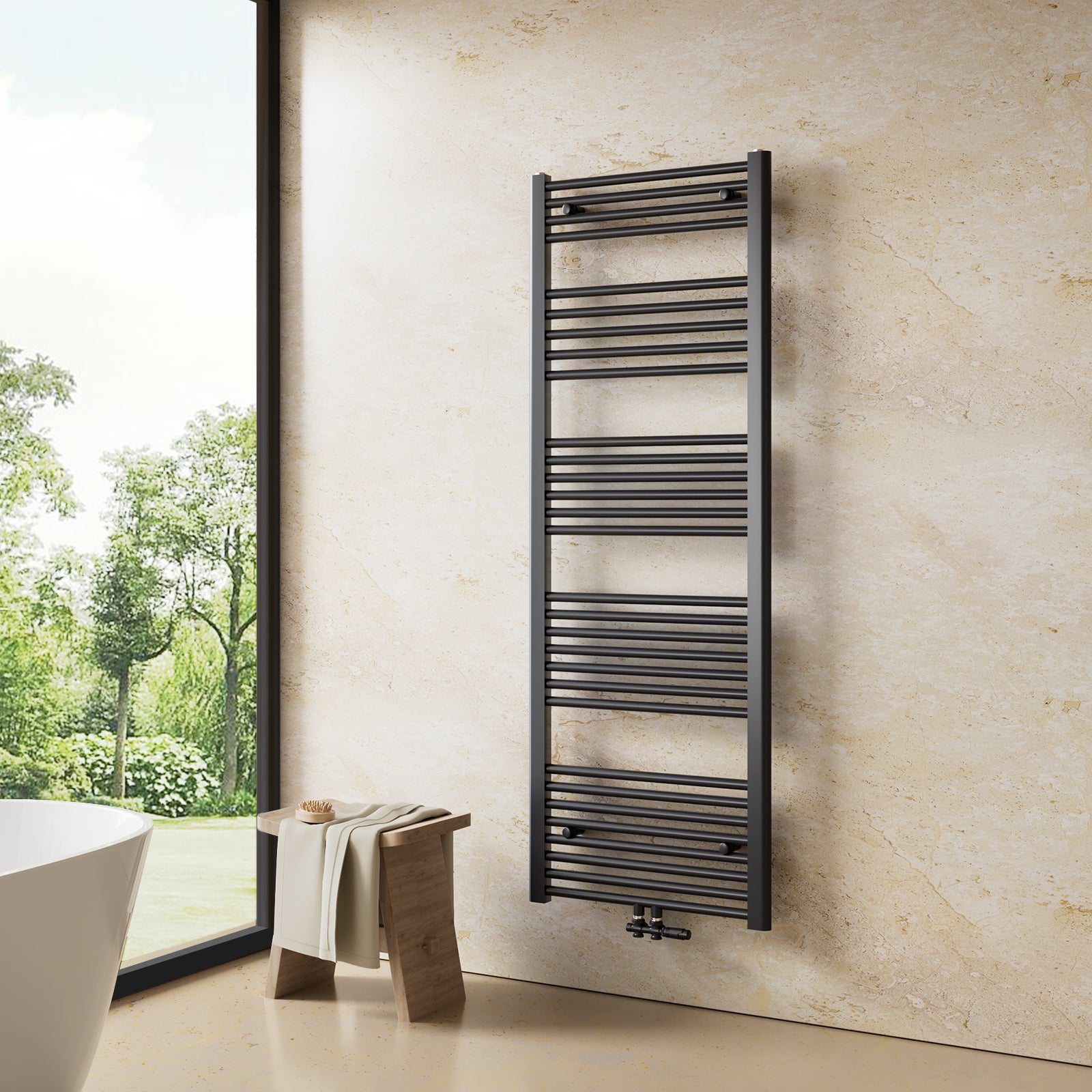 Heilmetz Sèche-Serviettes à Eau Chaude 700x500mm 284W - Radiateur Blanc Salle De Bain