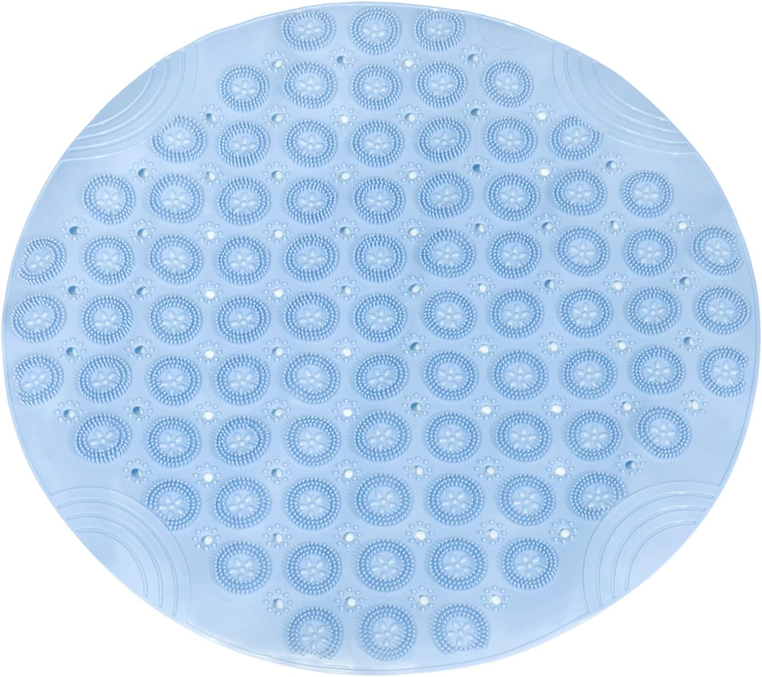 Okrągła mata prysznicowa z przyssawką i otworem odpływowym, masująca stopy, 55 x 55 cm (niebieska)