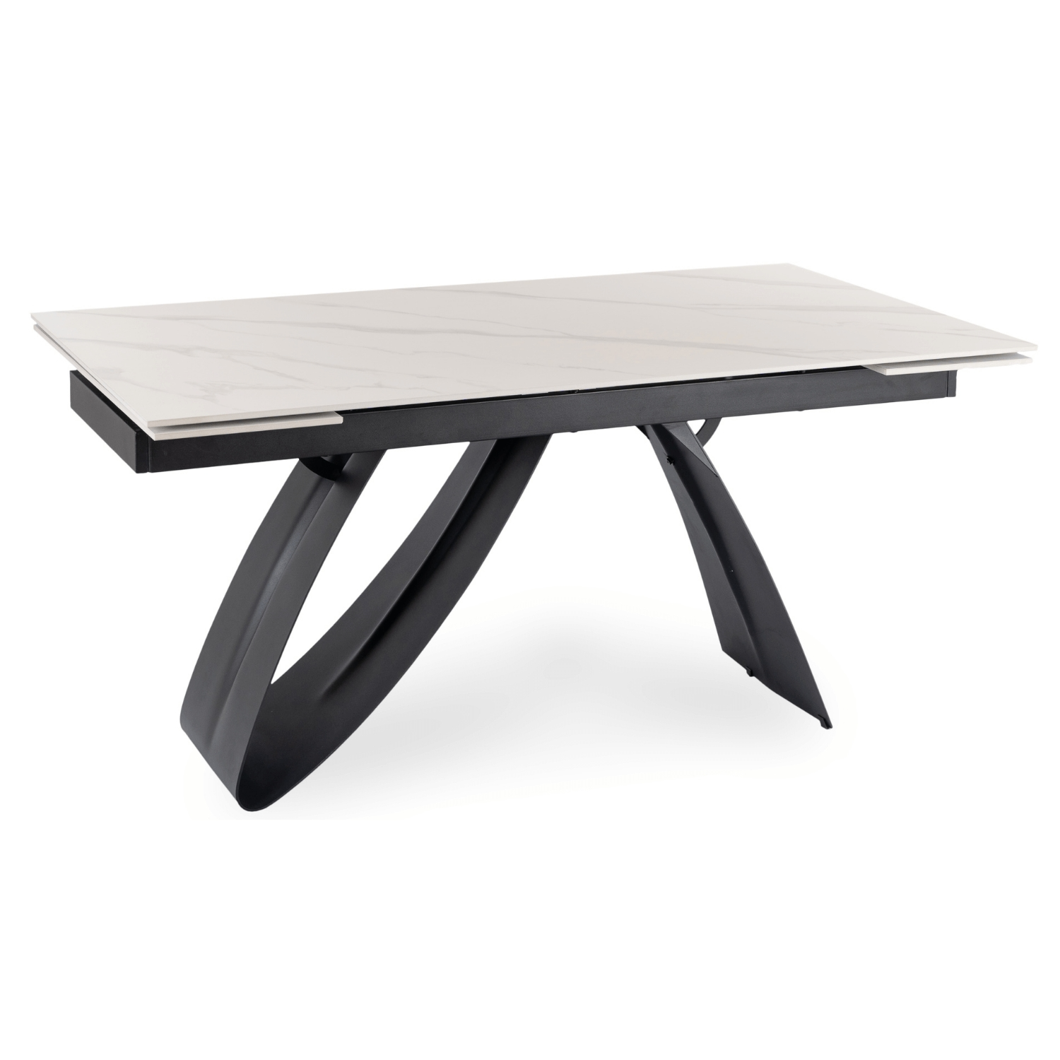 Stół Rozkładany DEVON 160-220 cm Ceramiczny Biały Marmur/Czarny