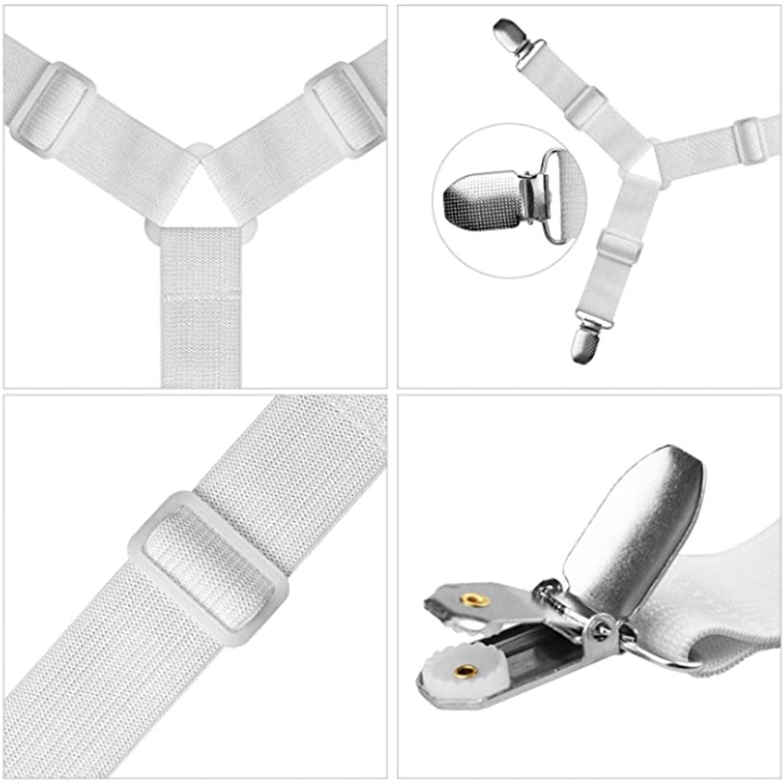 2 Pièces Réglable élastiques Triangle Sangles,Tendeur Drap Housse Lit Drap Réglable,Réglable Bretelles Sangle pour Matelas,pour à Tous Lits (Blanc) - 4