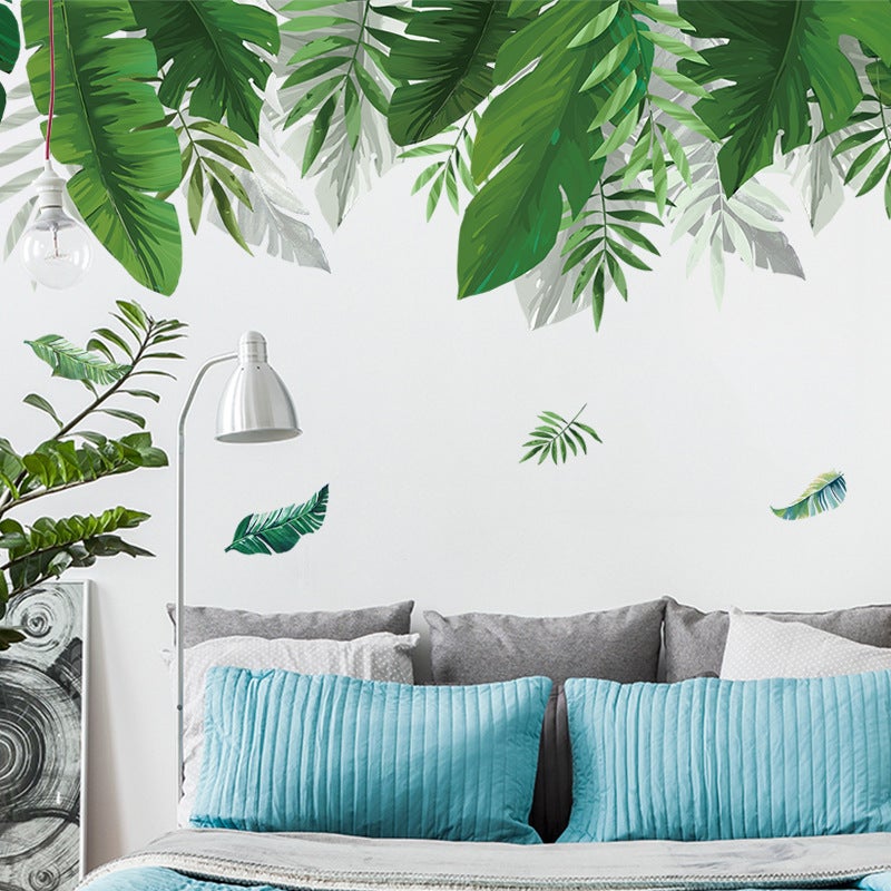 Naklejki ścienne w stylu boho z liśćmi palmowymi, naklejka ścienna z tropikalną rośliną, wisząca dekoracja ścienna z liśćmi palmowymi do salonu, sypia