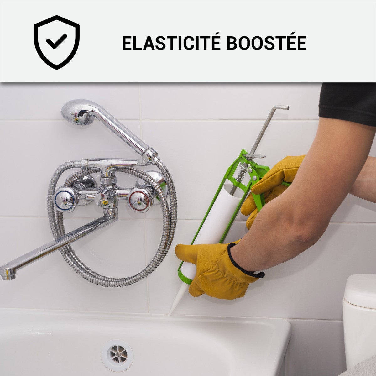 Mastic Silicone pour joints étanchéité douche, salle de bain, cuisine - ARCAMASTIC SANITAIRE Transparent - 300 ml x 1 - ARCANE INDUSTRIES - 4