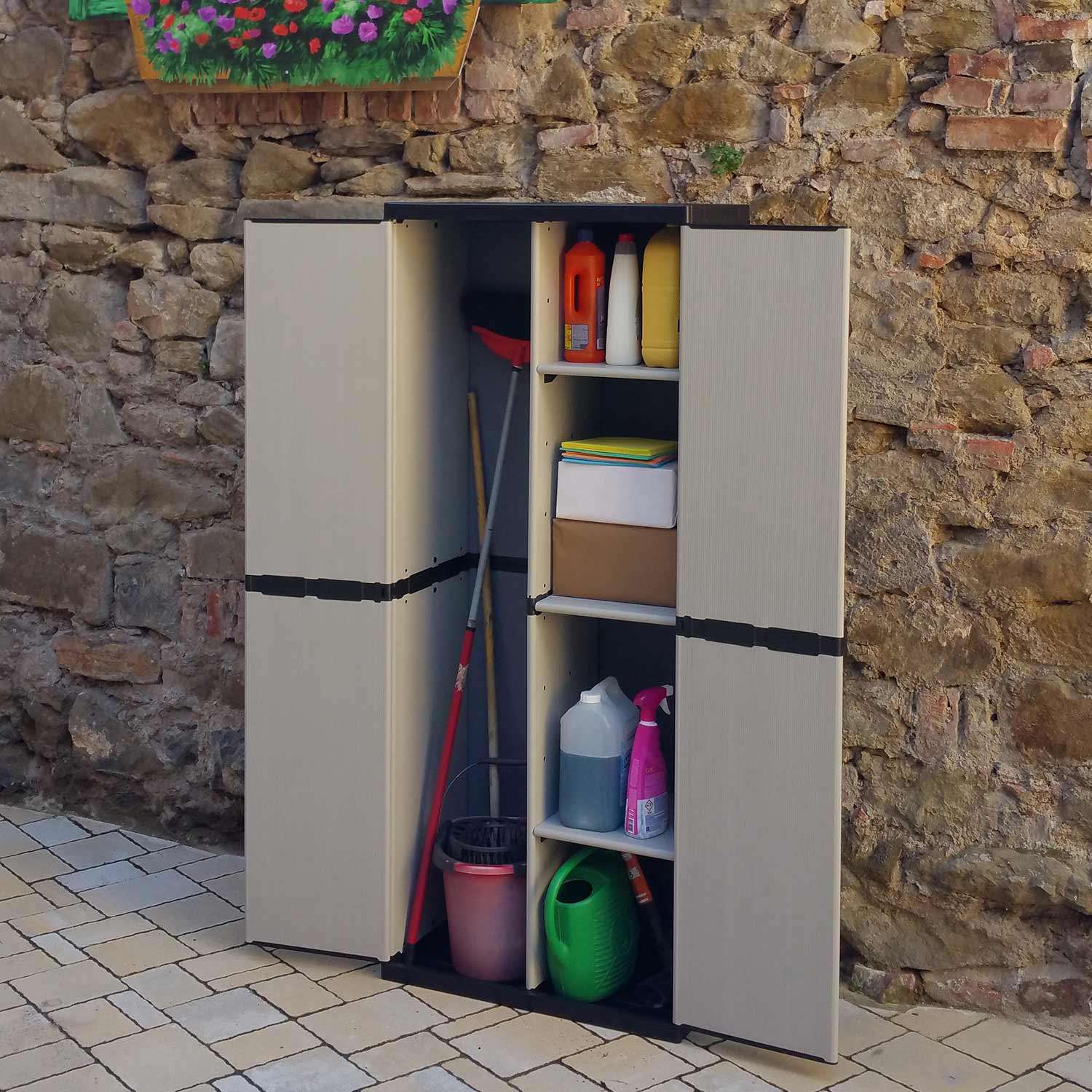 Armoire de rangement haut porte-balais pour extérieur intérieur 68x39,5x168 cm - 4