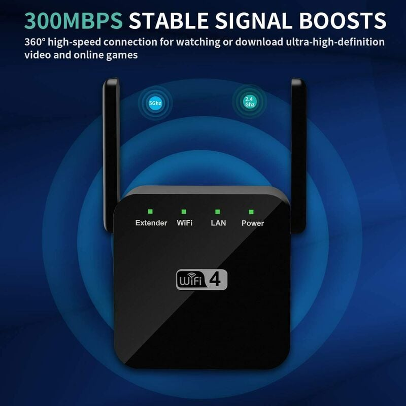 Potente ripetitore WiFi, amplificatore WiFi da 300 Mbps, extender di portata WiFi da 2,4 GHz, extender di segnale WiFi con porta Ethernet, estensione | Leroy Merlin