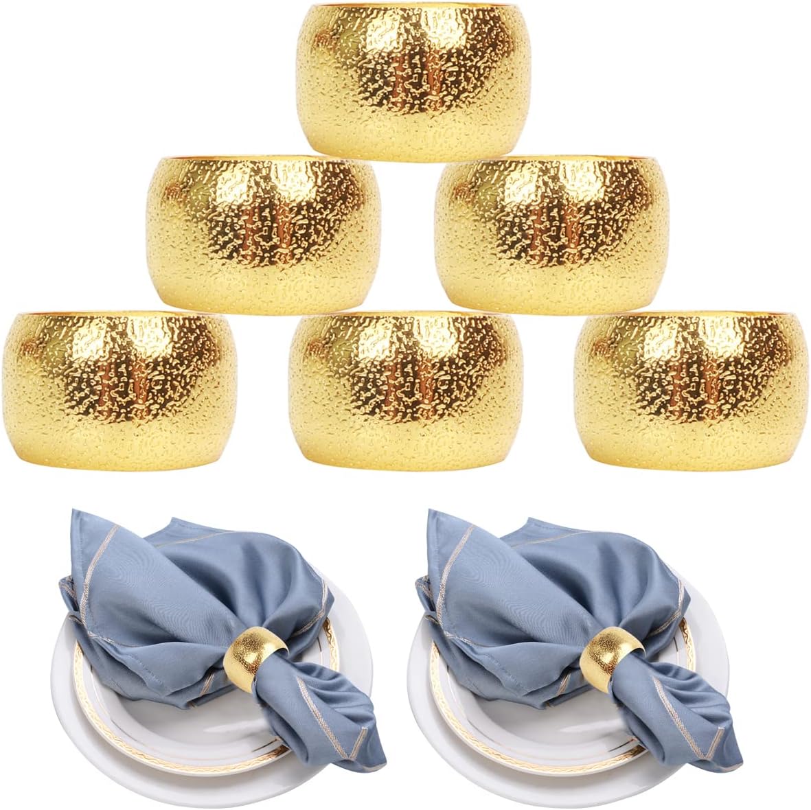 6 Pièces Anneaux de Serviette en Métal Doré Anneaux de Serviette en